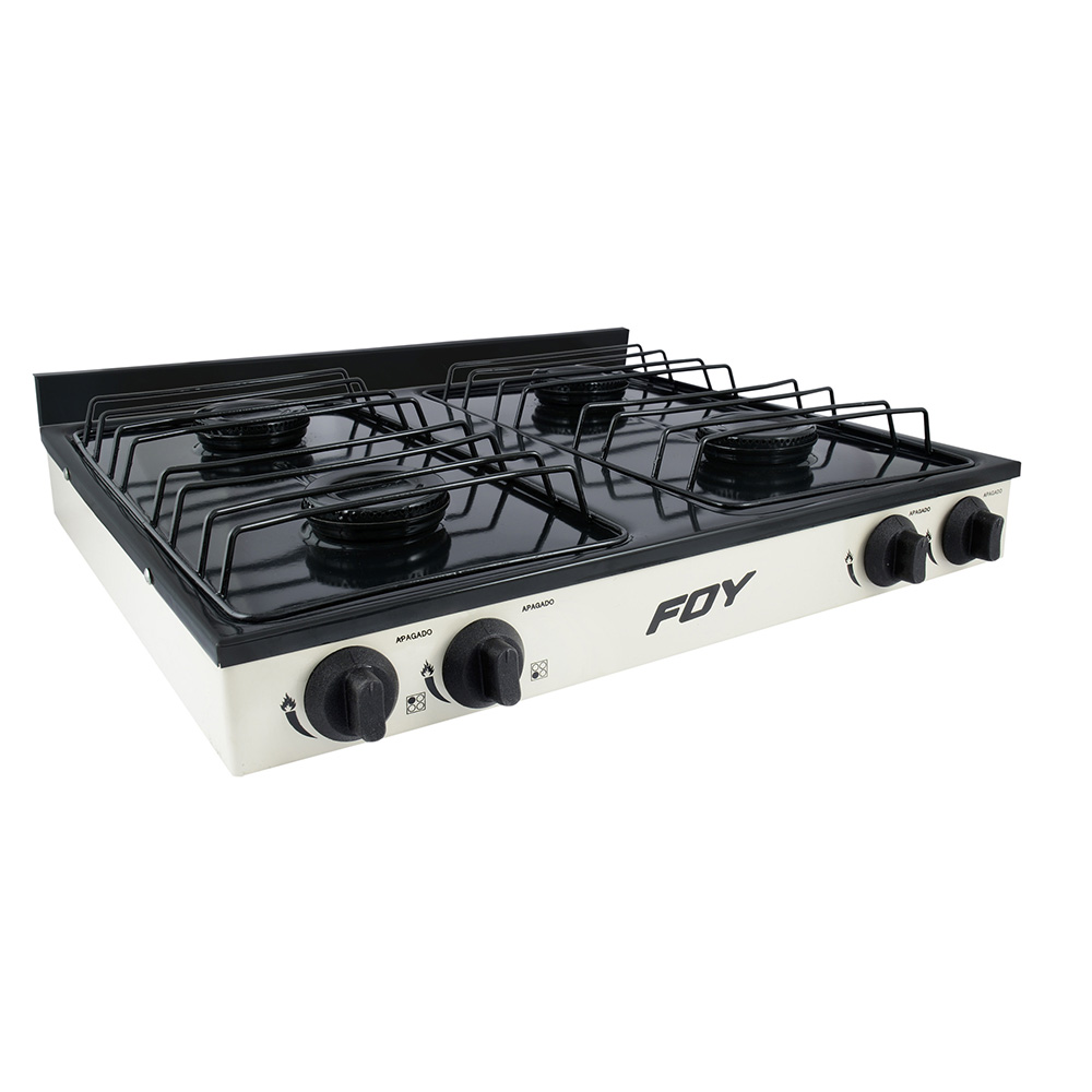 Estufa Parrilla Gas Lp 4 Quemadores Acero Blanco Camping Foy