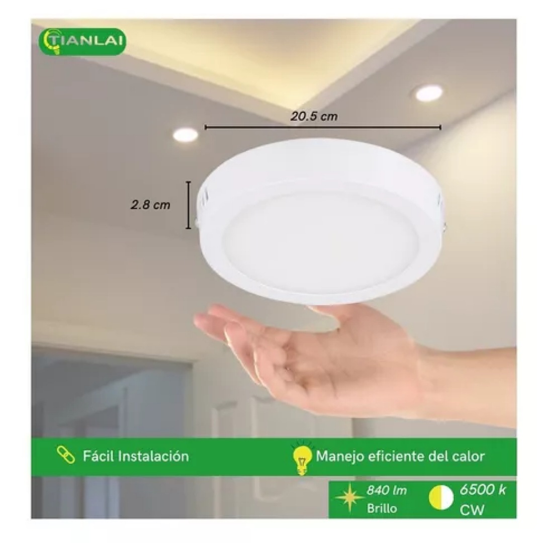 Lampara De Sobreponer Led 18w Luminaria Plafón 10 Piezas.