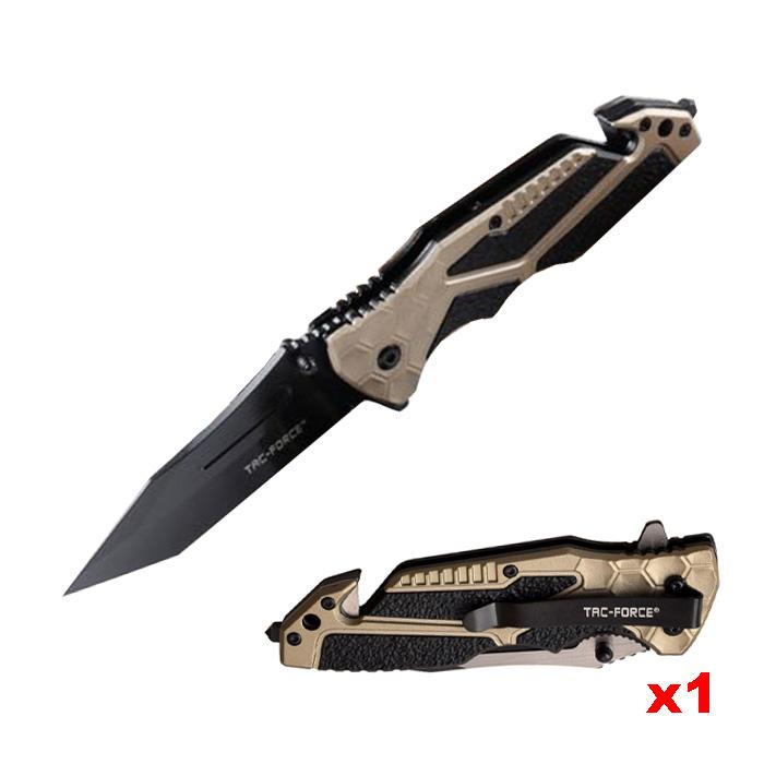 Navajas Táctico Portátil MXKEC-003-5 3Pzas Cuchilla Plegable Automática Mango NegroOro Cuchilla PlataNegro, KnifeForce