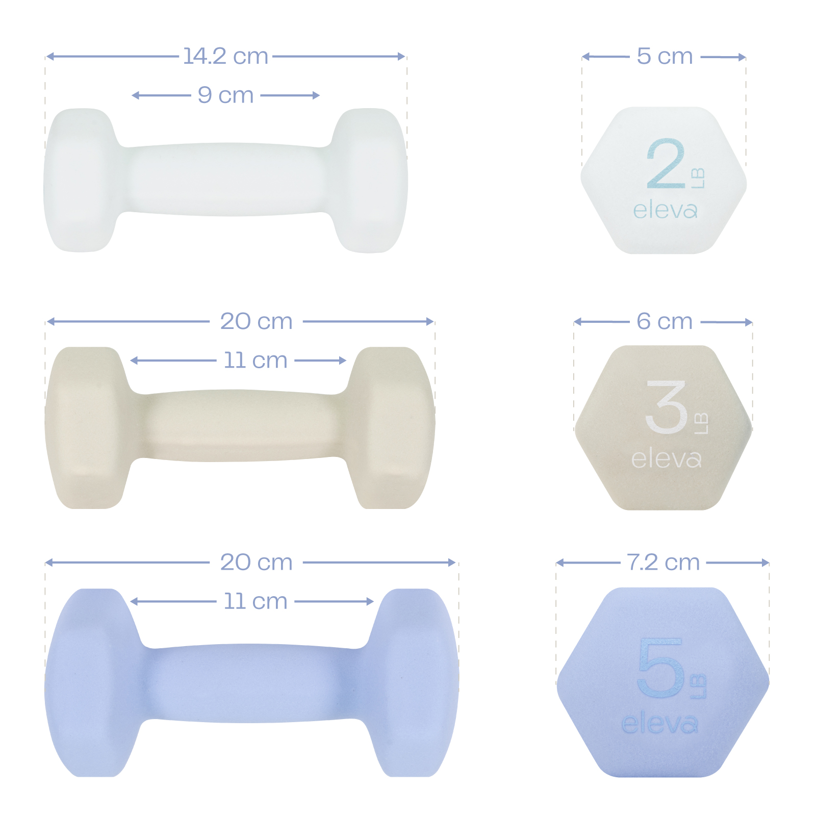 Mancuernas Hexagonales Eleva de 2, 3 y 5 Lbs 6 Piezas 20 Libras con Rack de Almacenamiento para Mancuernas Equipo De Ejercicio Fitness Gimnasio