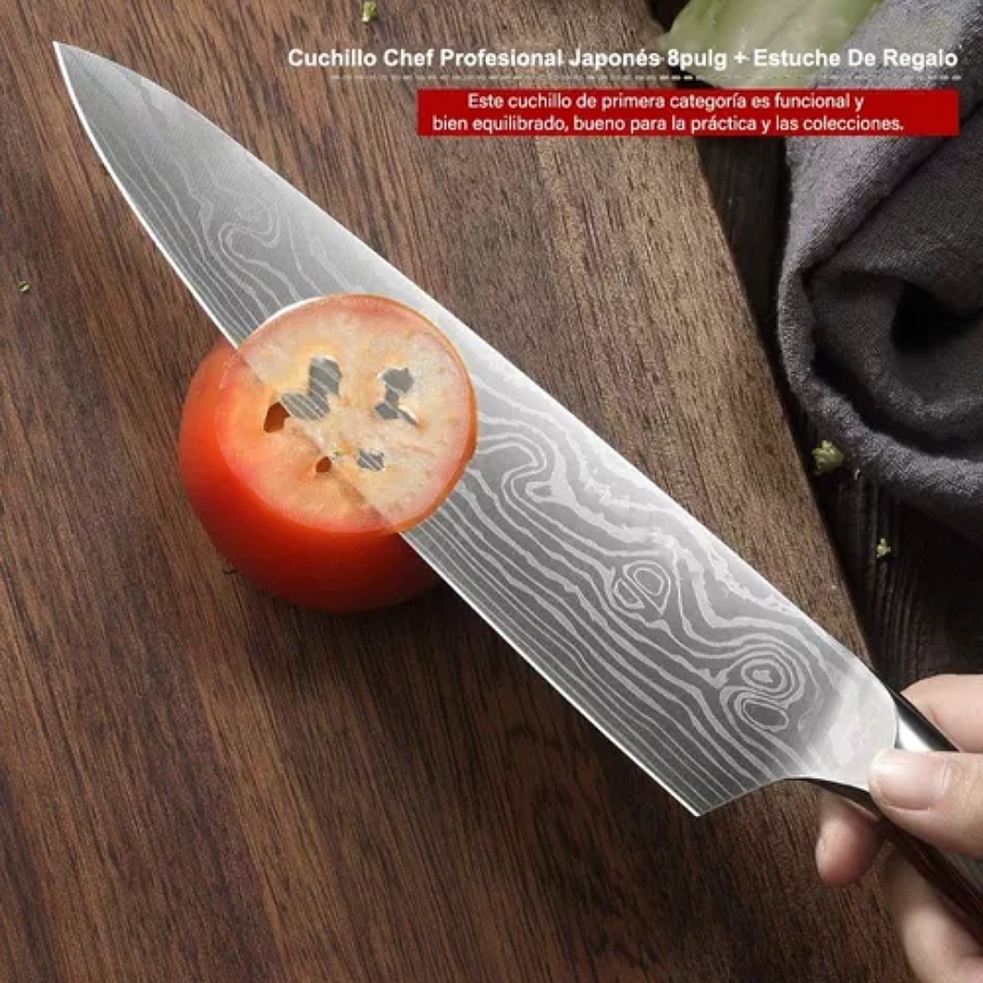 Cuchillo Chef Profesional Japones 8puLG mas Estuche De Regalo