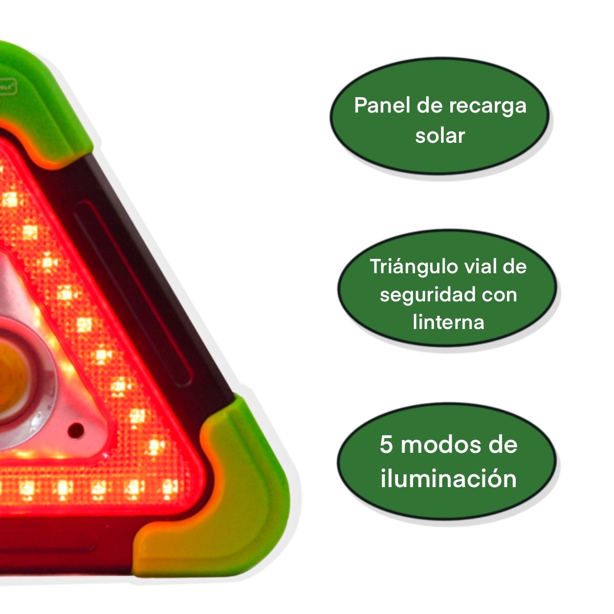 Triangulo Reflejante Vial Solar Emergencia Linterna Portatil Accesorio Automovil