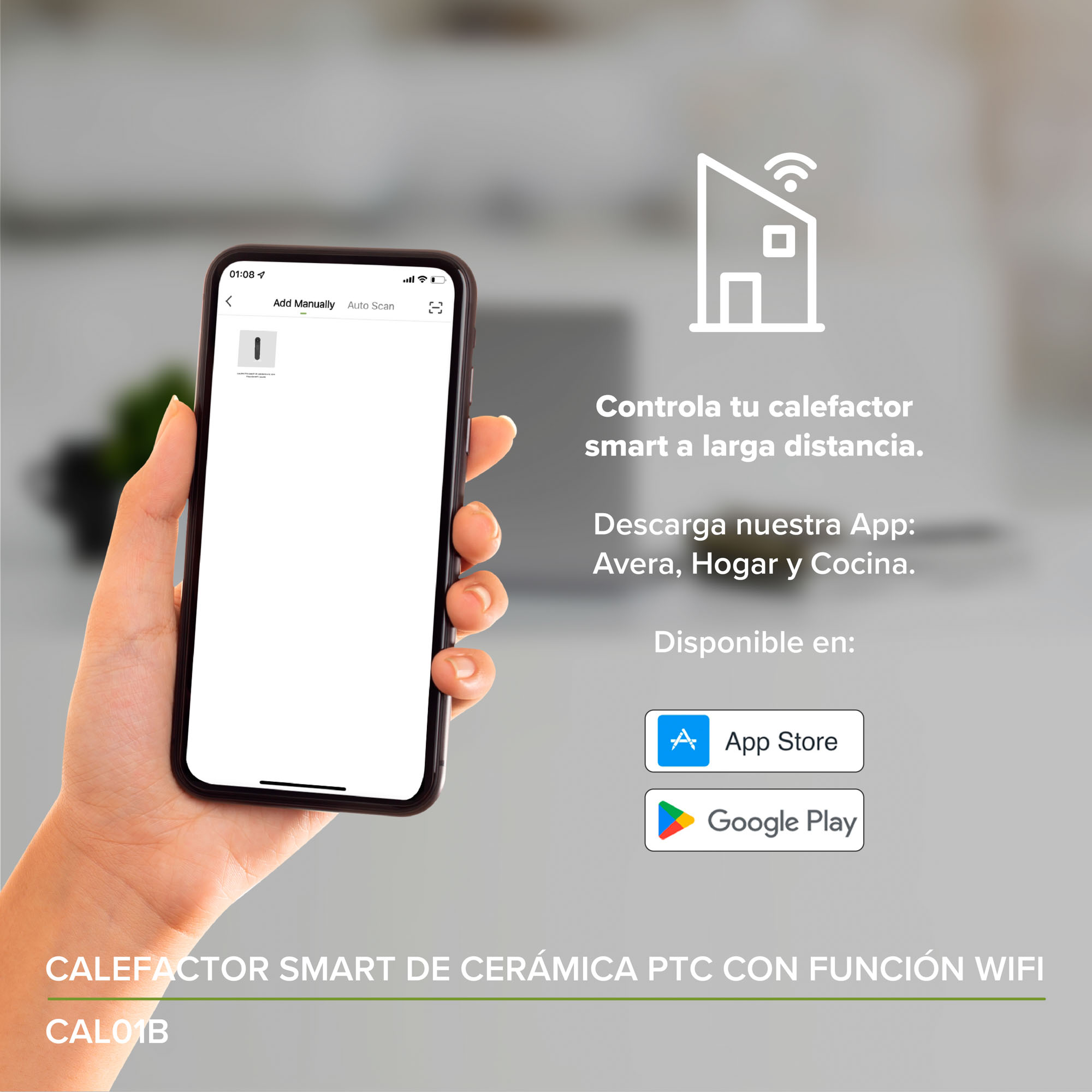 Calefactor De Torre Cerámico WiFi Temporizador  Avera CAL01B