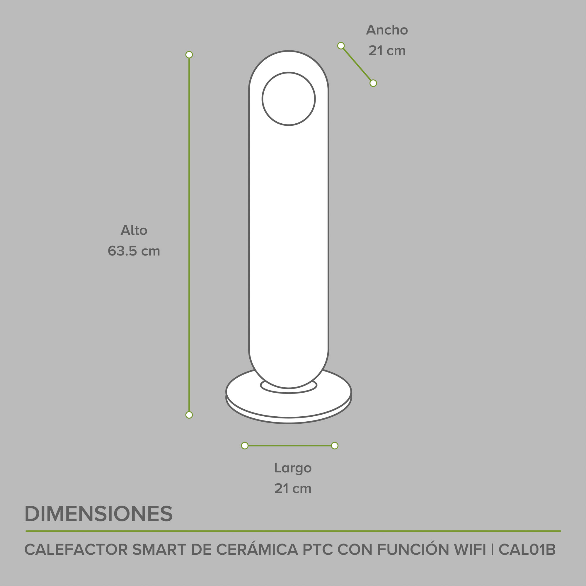 Calefactor De Torre Cerámico WiFi Temporizador  Avera CAL01B