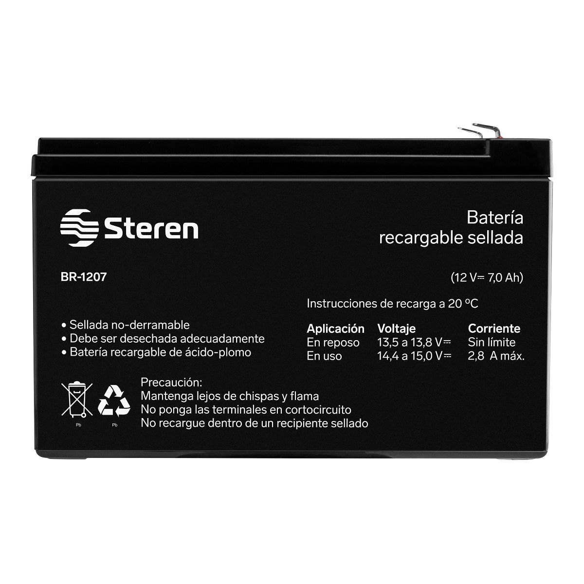 Batería Sellada De Acido-Plomo, 12 VCC 9Ah Steren Br-1209