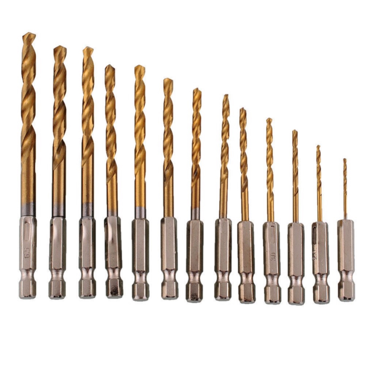 Juego De Brocas Hexagonal Hss 13 Piezas Recubrimiento Titanio Herramientas