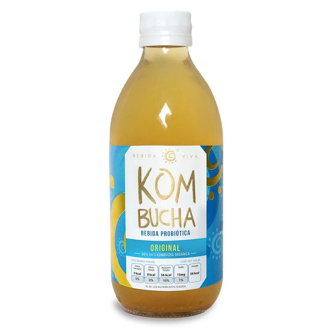 Original Kombucha Bebida Probioticos vivos Sabor Original 377 ml 4 pzas
