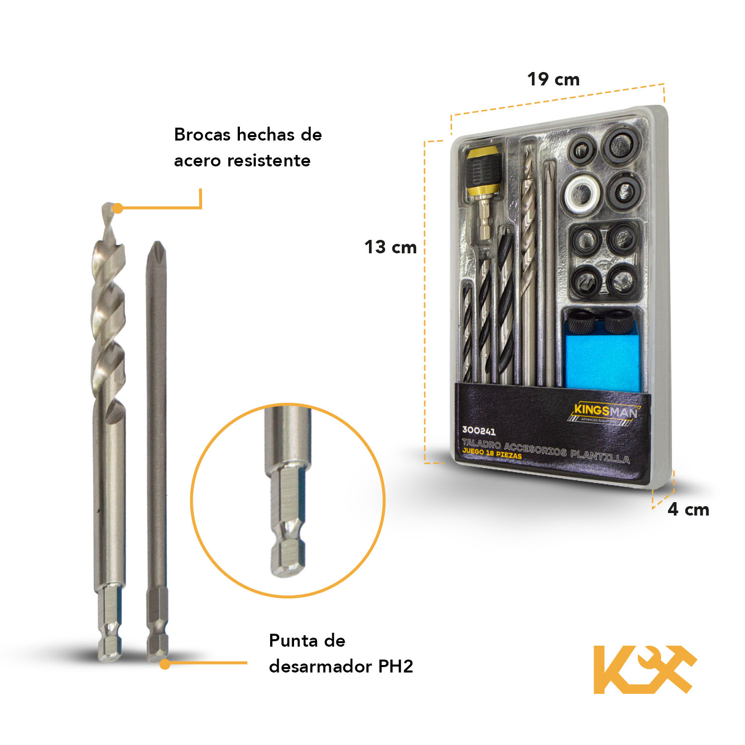 Kit 18 Brocas Puntas Plantilla Guia Conexión Rapida Taladro