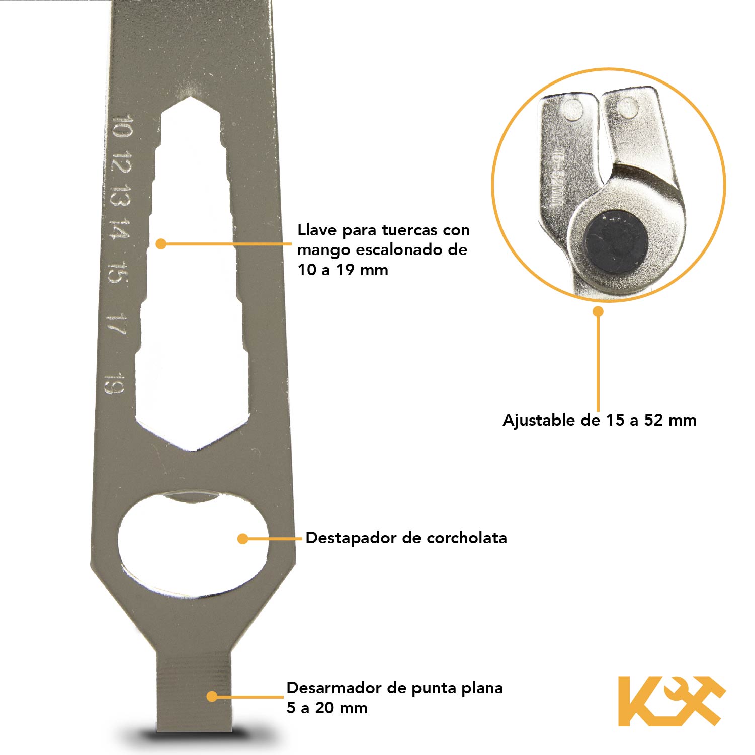 Esmeril Angular Llave 4 En 1 Capacidad 15-52mm