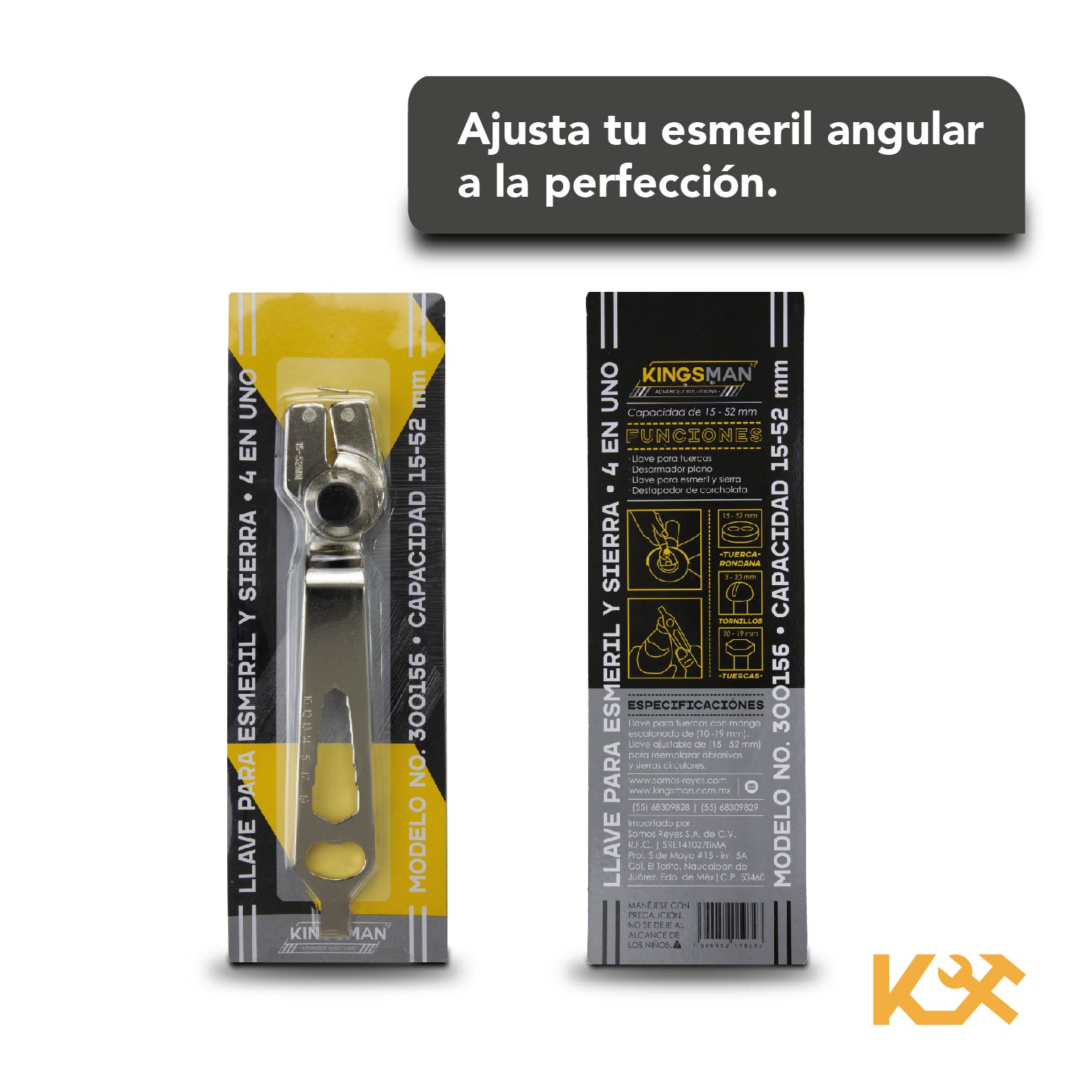 Esmeril Angular Llave 4 En 1 Capacidad 15-52mm