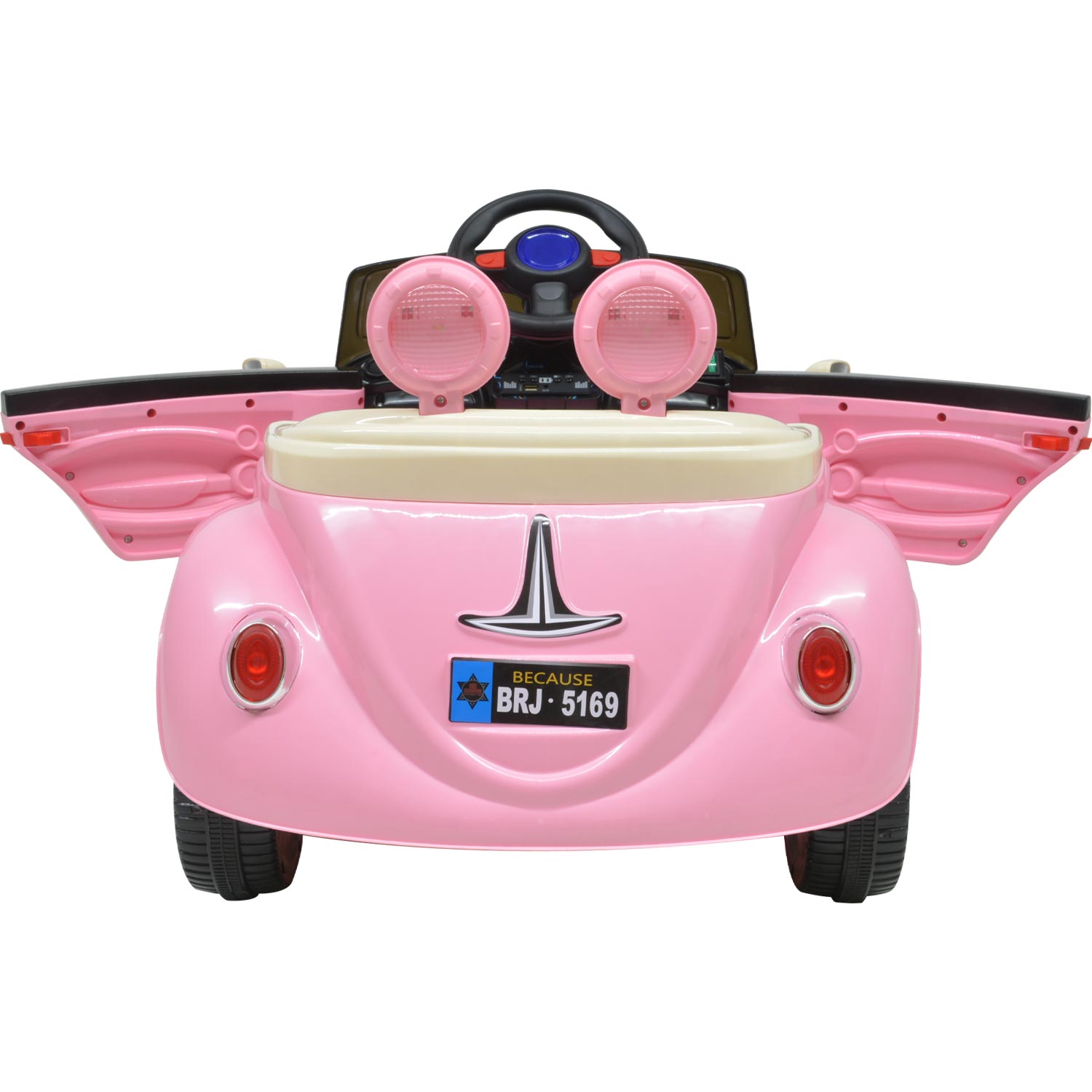 Carro Montable Tipo Vochito Electrico Musica Usb Y Control Rosa