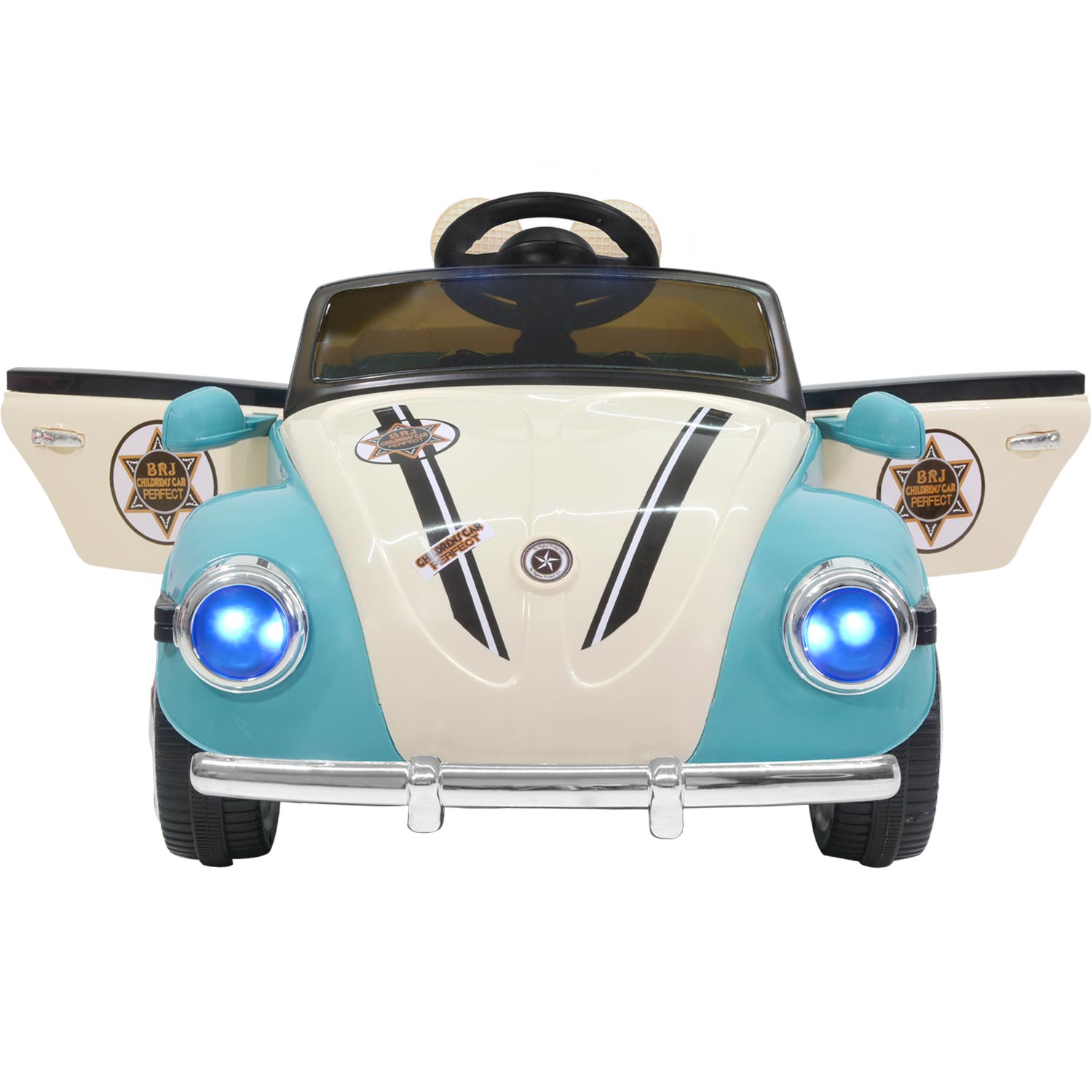 Carro Montable Tipo Vochito Electrico Musica Usb Y Control Azul