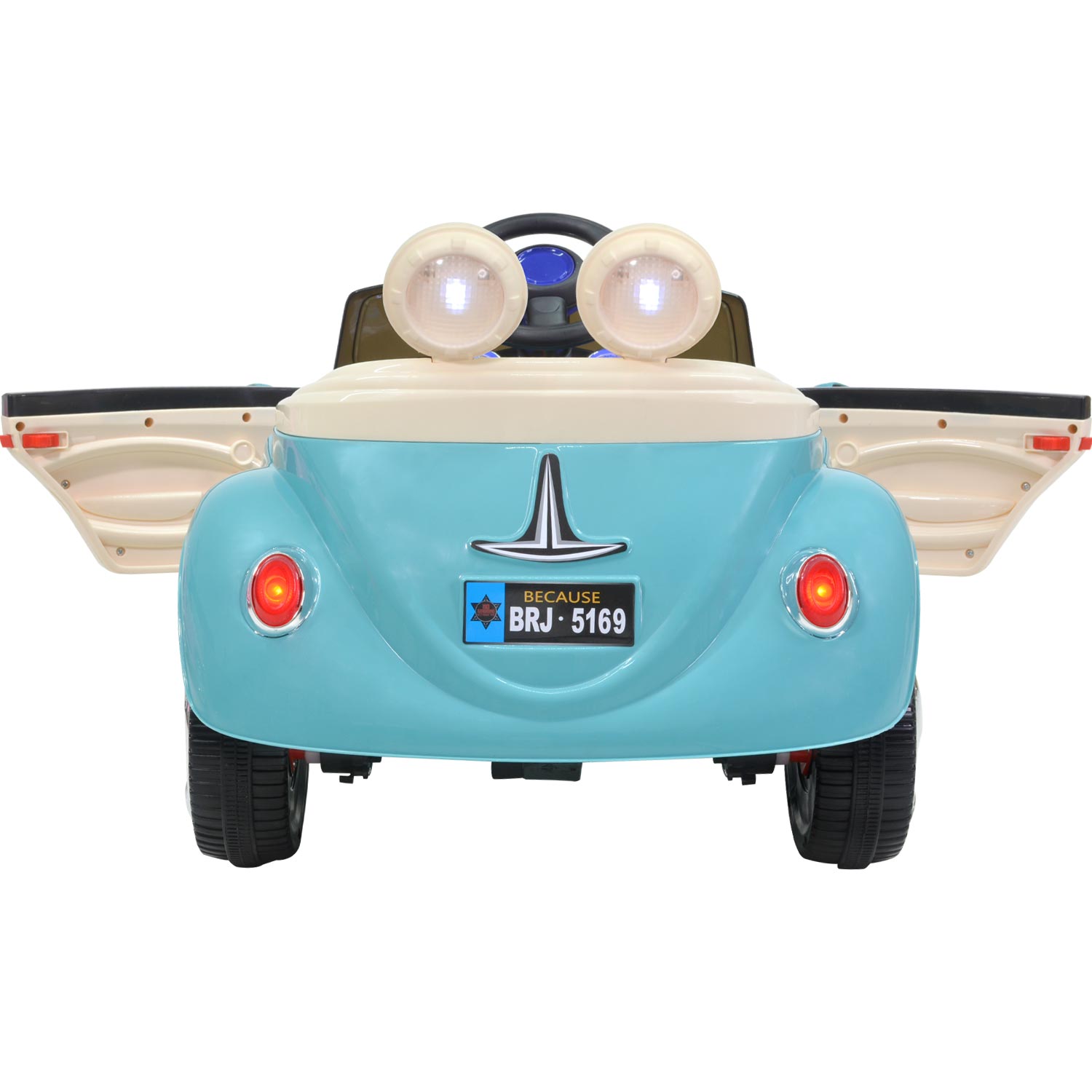 Carro Montable Tipo Vochito Electrico Musica Usb Y Control Azul