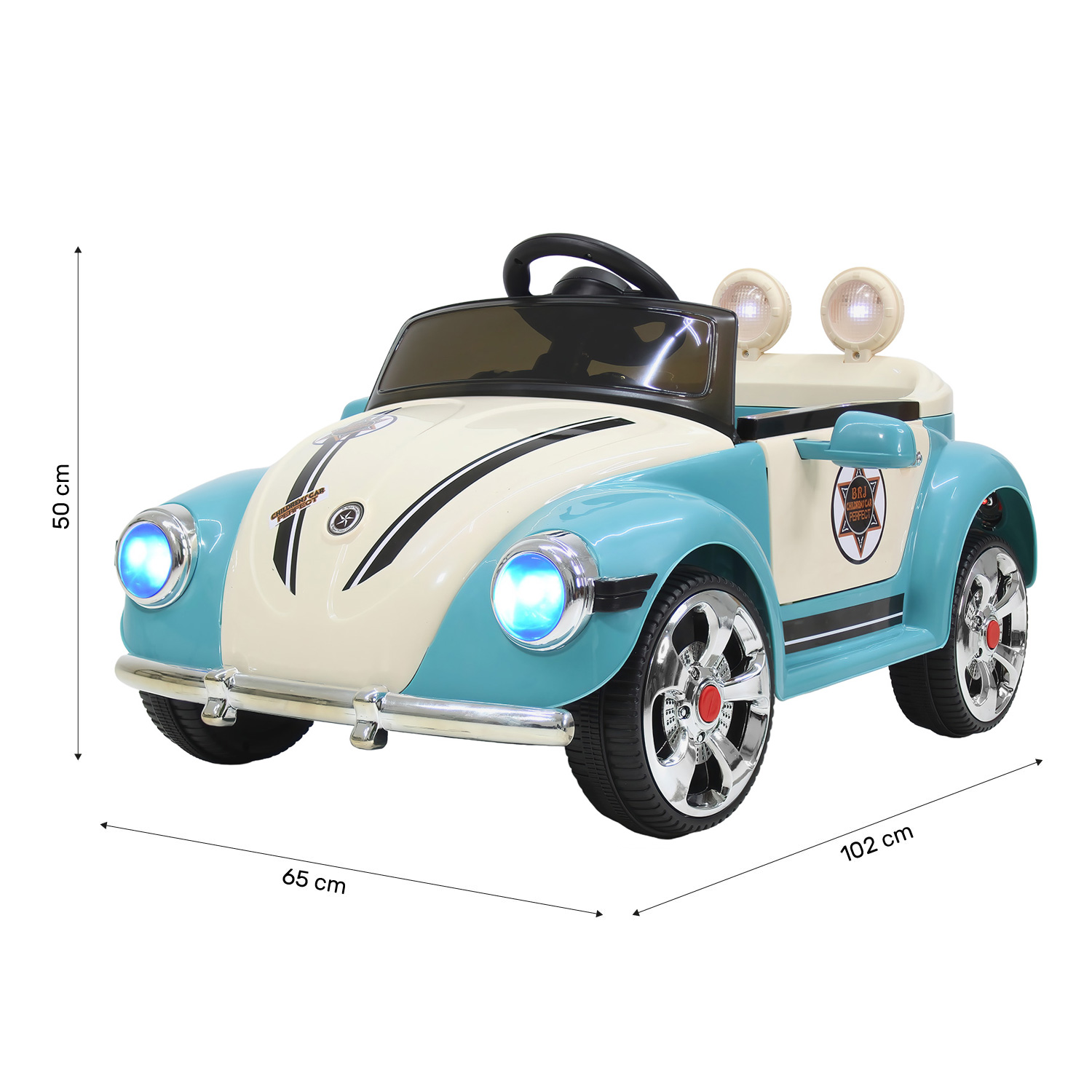 Carro Montable Tipo Vochito Electrico Musica Usb Y Control Azul