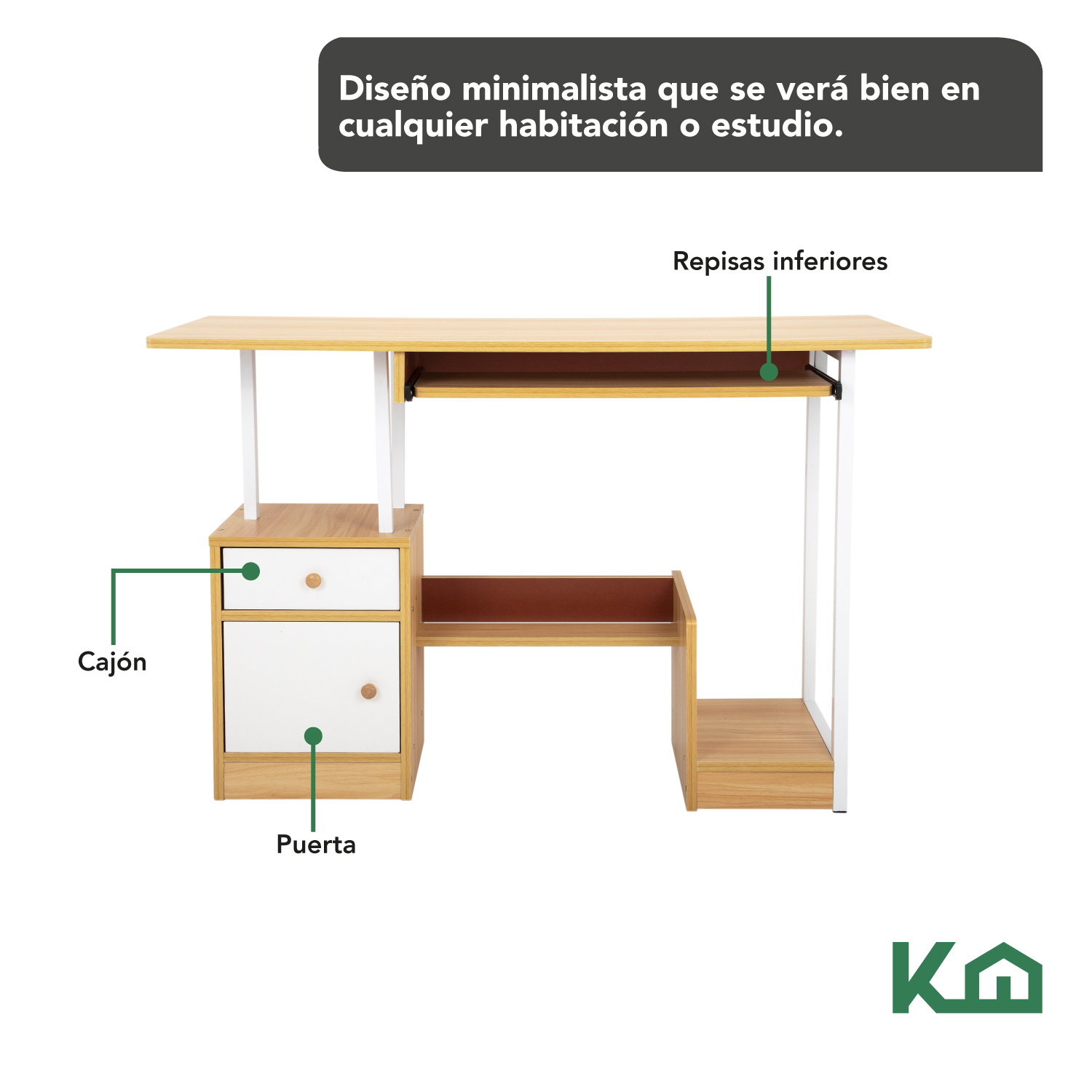 Escritorio Repisa Cajones Computadora Estudiantil Moderno