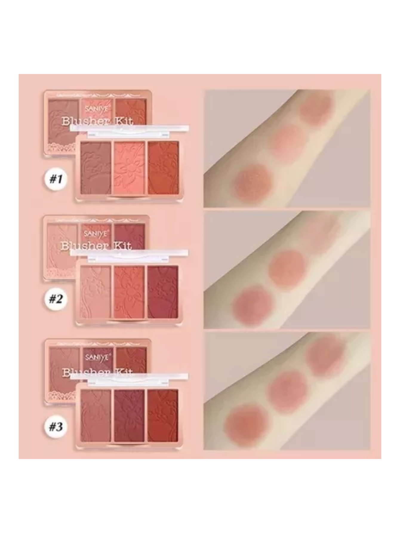      Paleta De Rubor Sweet Cheek Con 3 Tonos Saniye Original ( TONO 1 )