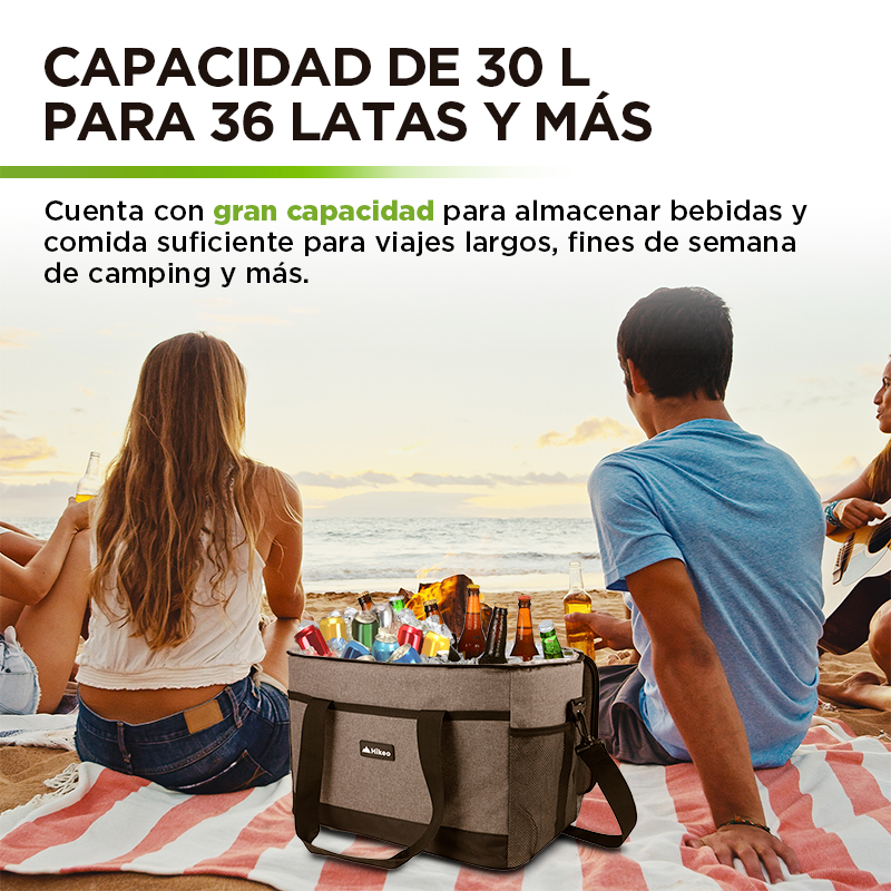 Hielera Térmica Extra Grande Impermeable 30 Litros 36 Latas Hikeo