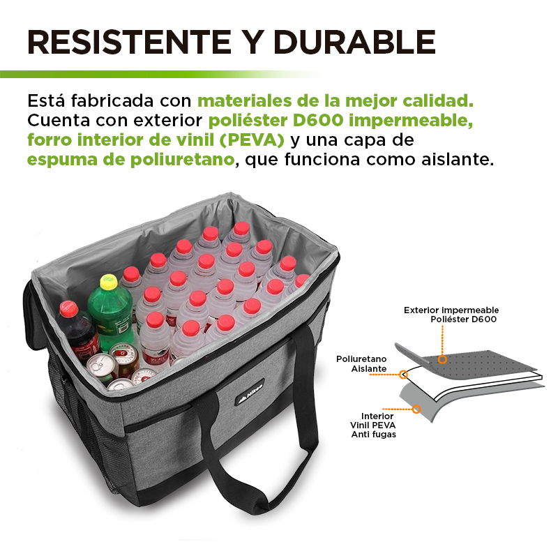 Hielera Térmica Extra Grande Impermeable 30 Litros 36 Latas Hikeo
