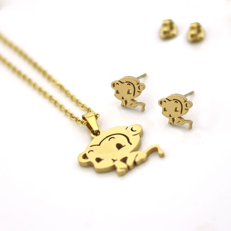 conjunto de collar y aretes de mono