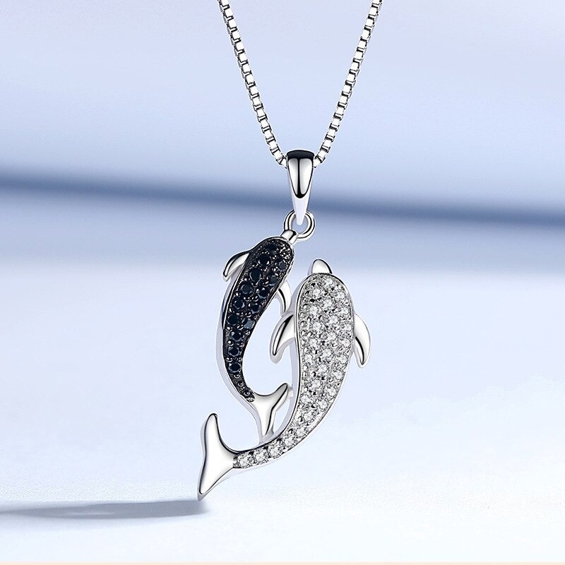 Collar De Delfines Blanco Con Negro