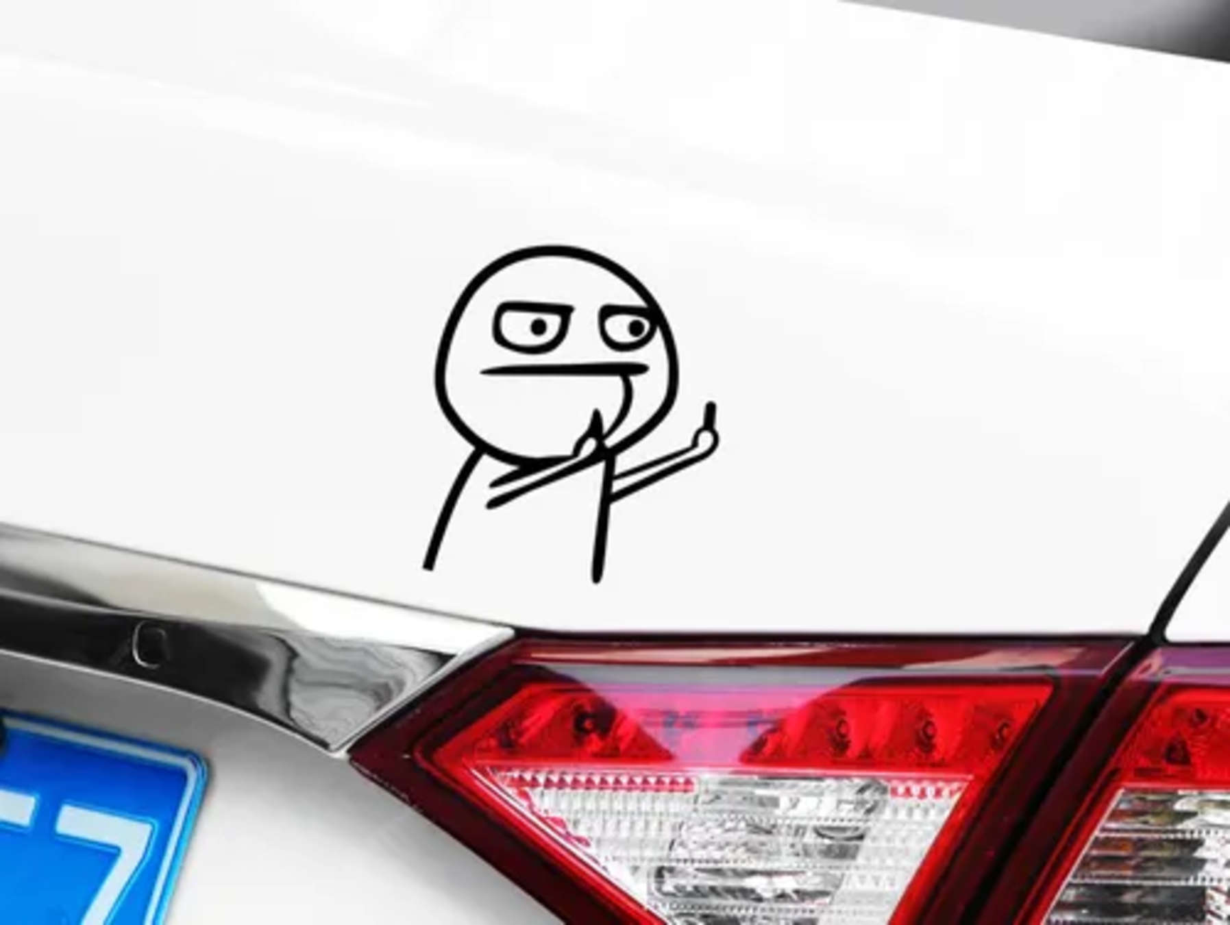 Sticker Vinil Calcomania Monito Emoticono Dedo Grosero Divertido Auto Negro Vmingo
