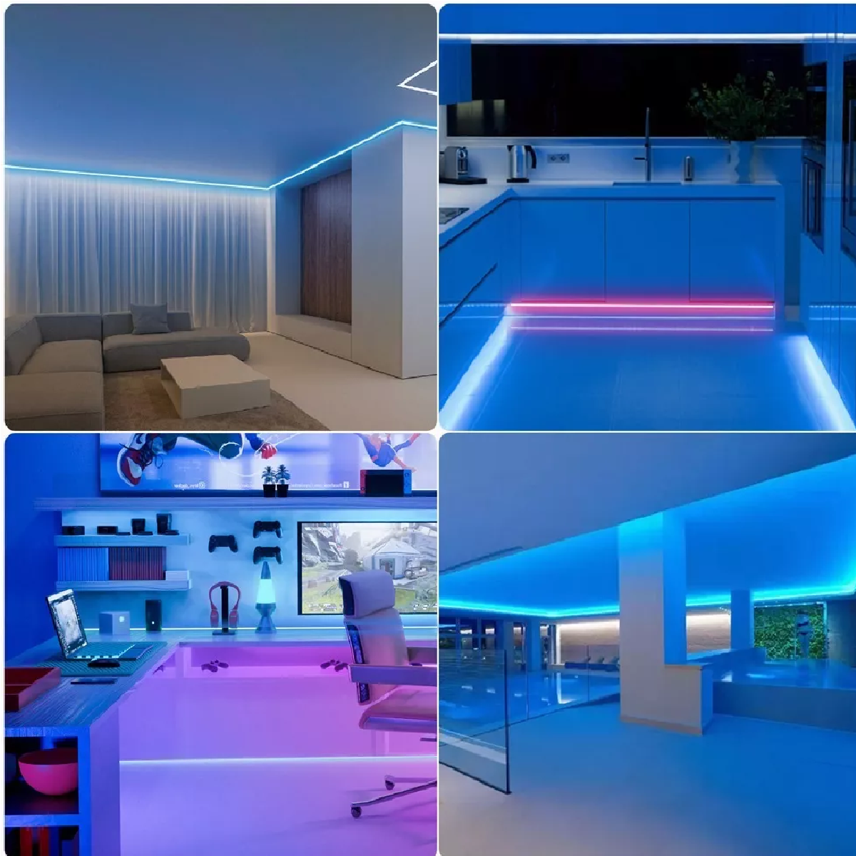 Tiras De Led Luz De Neón Flexible 5m Manguera Con Fuente 12v Blue