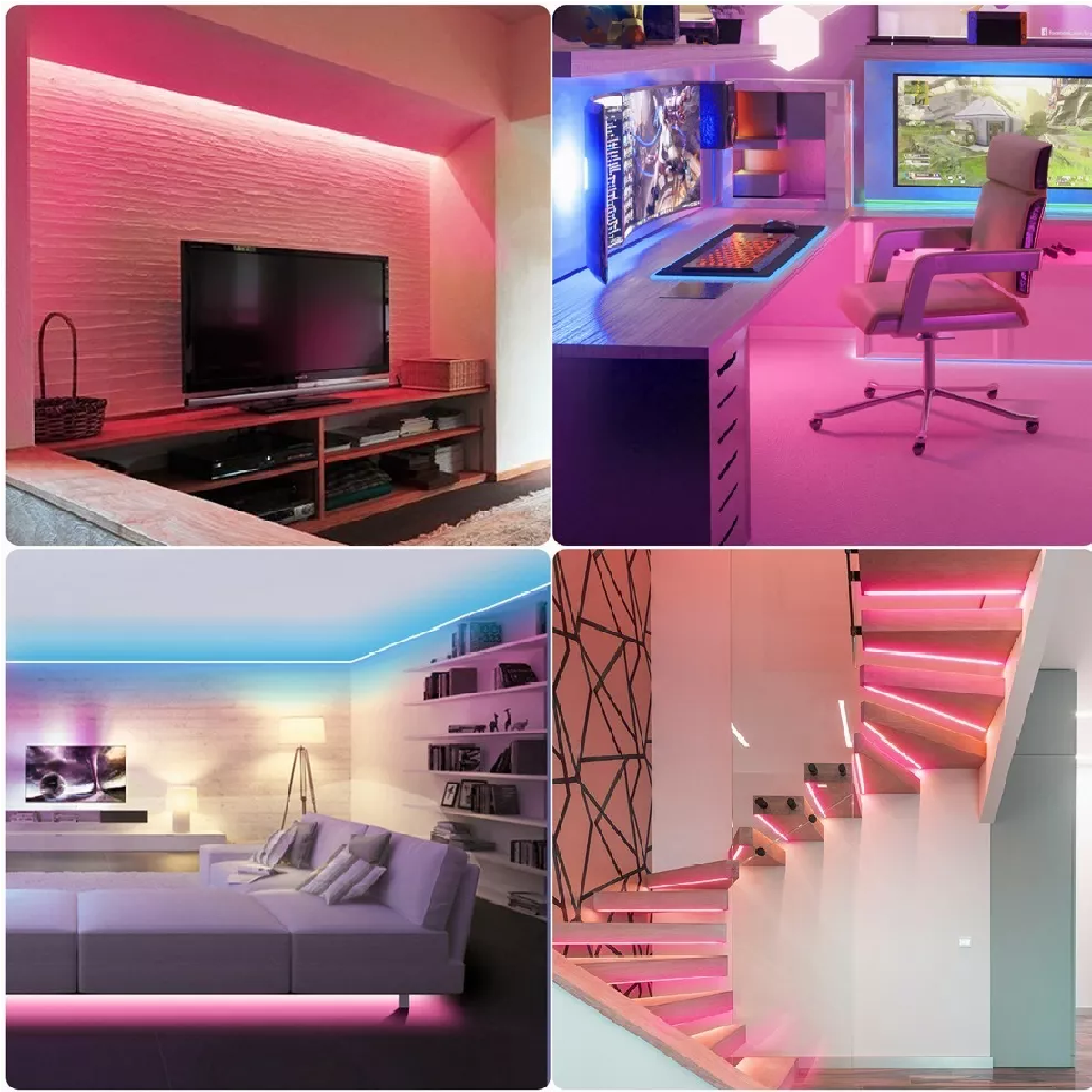 Tiras De Led Luz De Neón Flexible 5m Manguera Con Fuente 12v Pink