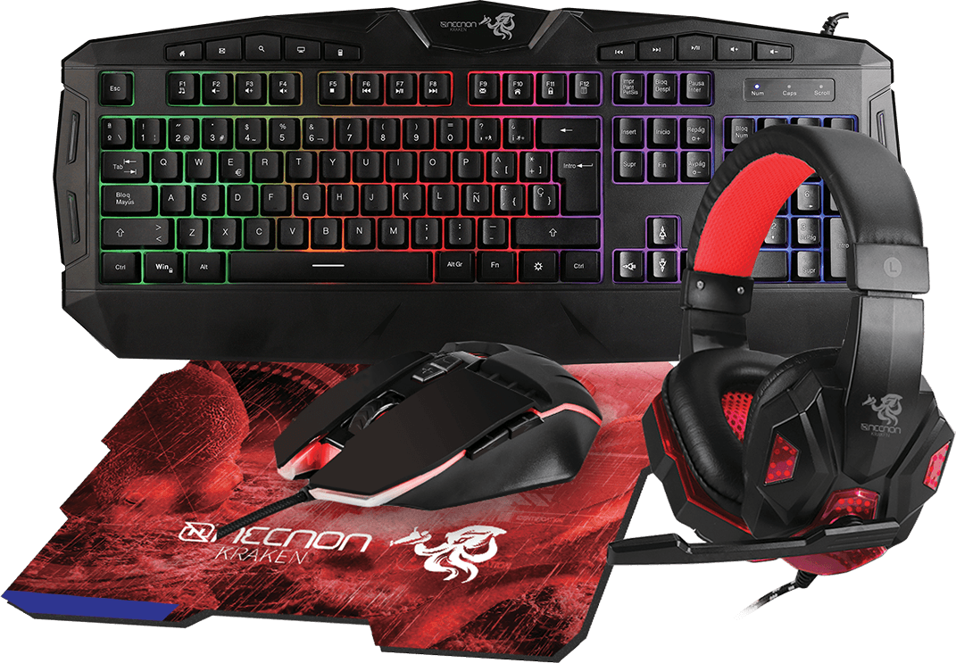 Kit Gaming 4 en 1 Necnon NGC-KRAKEN Rojo.