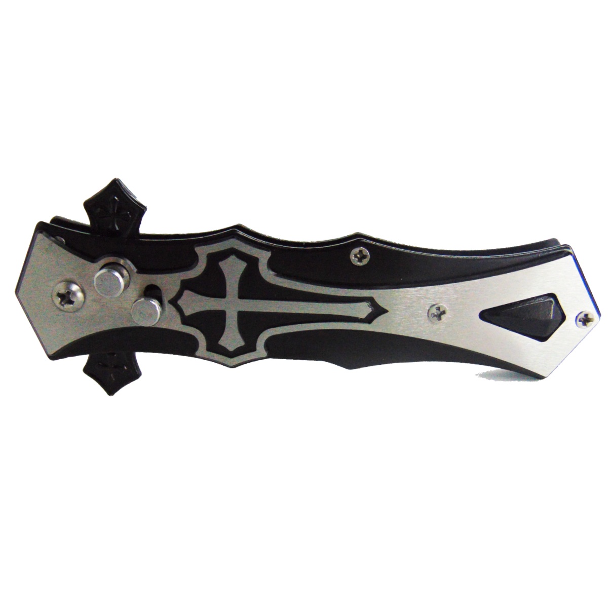 Navaja Cuchillo Tactica Automatica Acero Inoxidable Camping Diseño Cruz