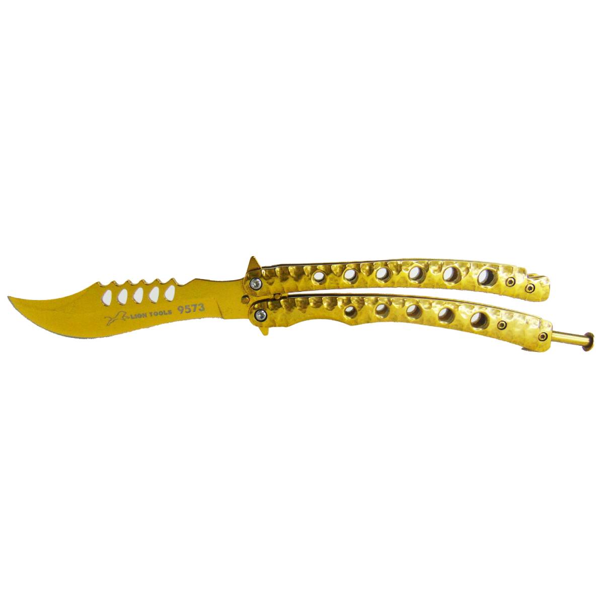 Navaja Cuchillo Mariposa Dorada Tactica Balisong Curva Acero Inoxidable