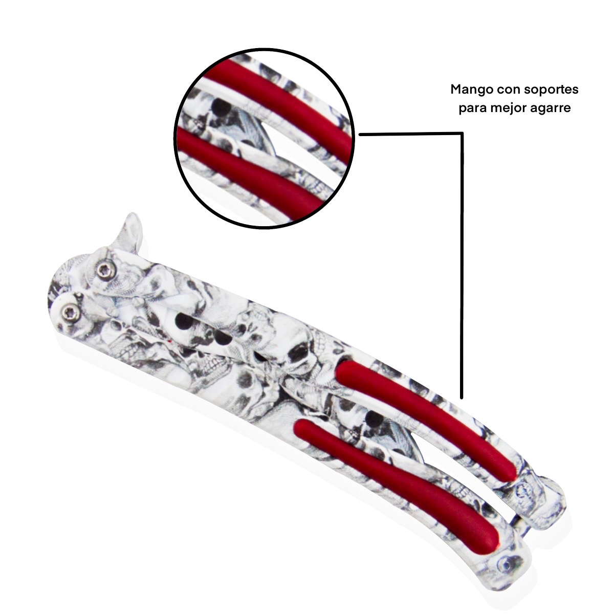 Navaja Mariposa Tactica Balisong Acero Inoxidable Calavera Campismo