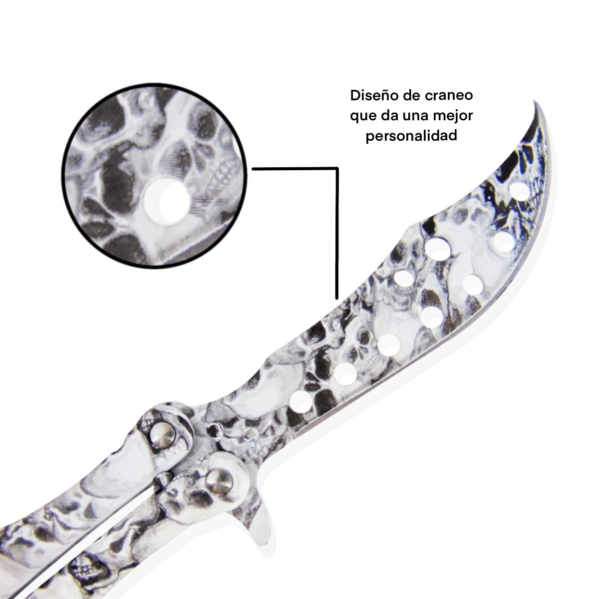 Navaja Mariposa Tactica Balisong Acero Inoxidable Calavera Campismo