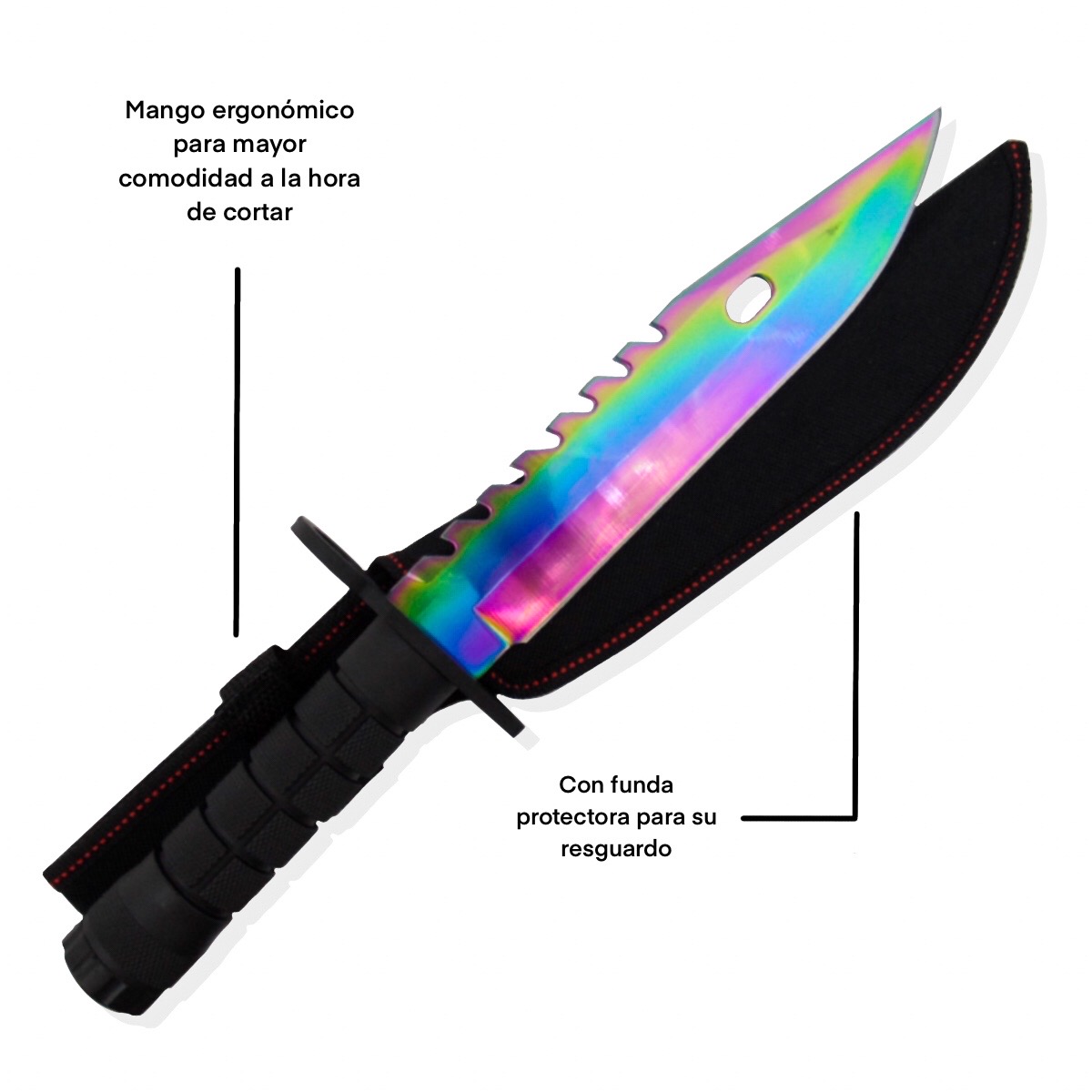Cuchillo Tactico Tornasol Supervivencia Acero Inoxidable Militar LionTools