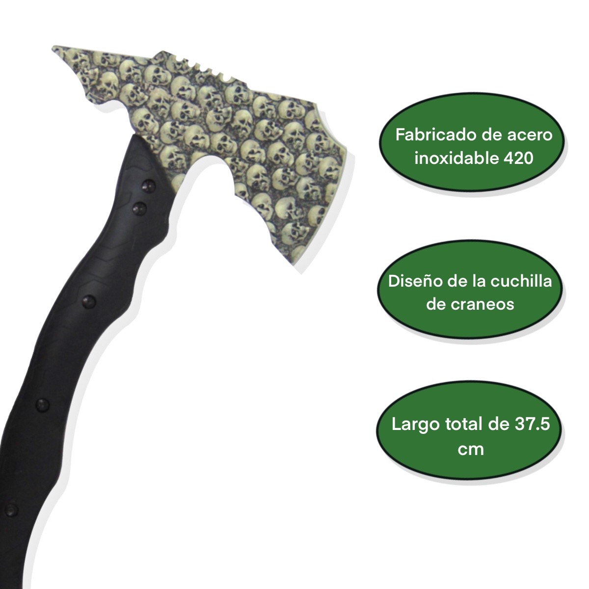 Hacha Tactica Vikinga Tomahawk Acero Inoxidable Campismo Calavera