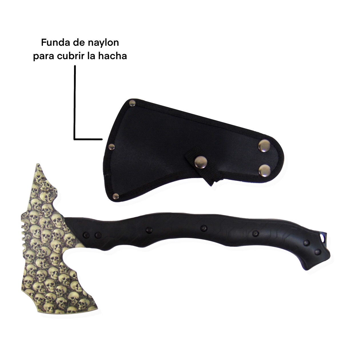 Hacha Tactica Vikinga Tomahawk Acero Inoxidable Campismo Calavera