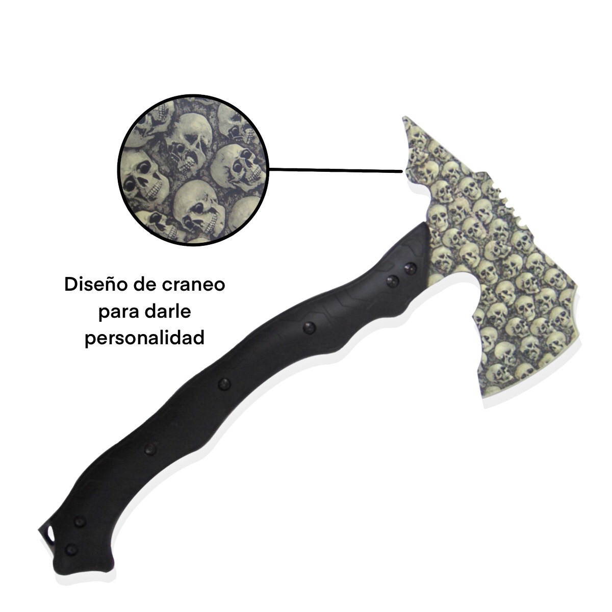 Hacha Tactica Vikinga Tomahawk Acero Inoxidable Campismo Calavera