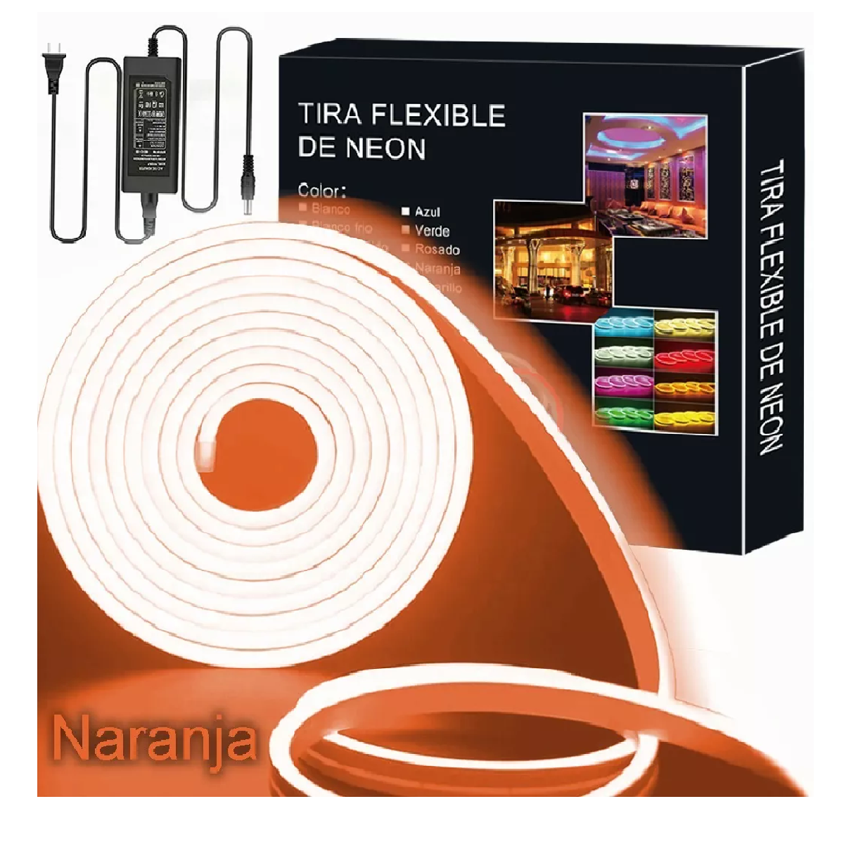 Neon Flex Led Manguera Con Fuente De Alimentación 5 M 12v Naranja