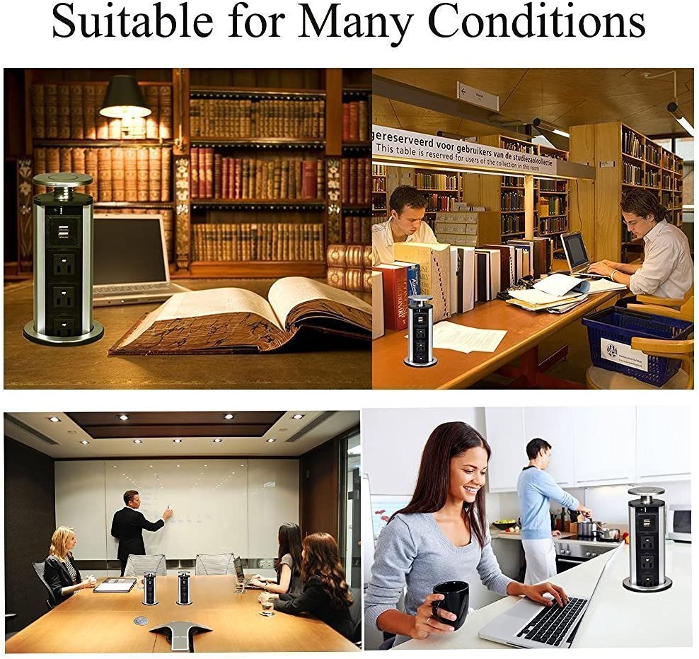 Multicontacto de Torre con 3 Toma Corrientes y 2 USB