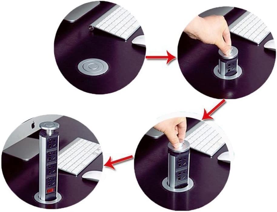 Multicontacto de Torre con 3 Toma Corrientes y 2 USB