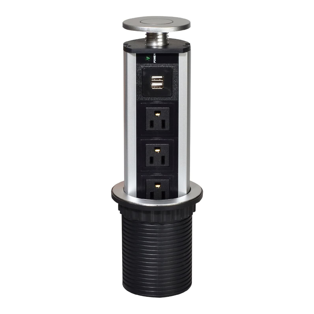 Multicontacto de Torre con 3 Toma Corrientes y 2 USB