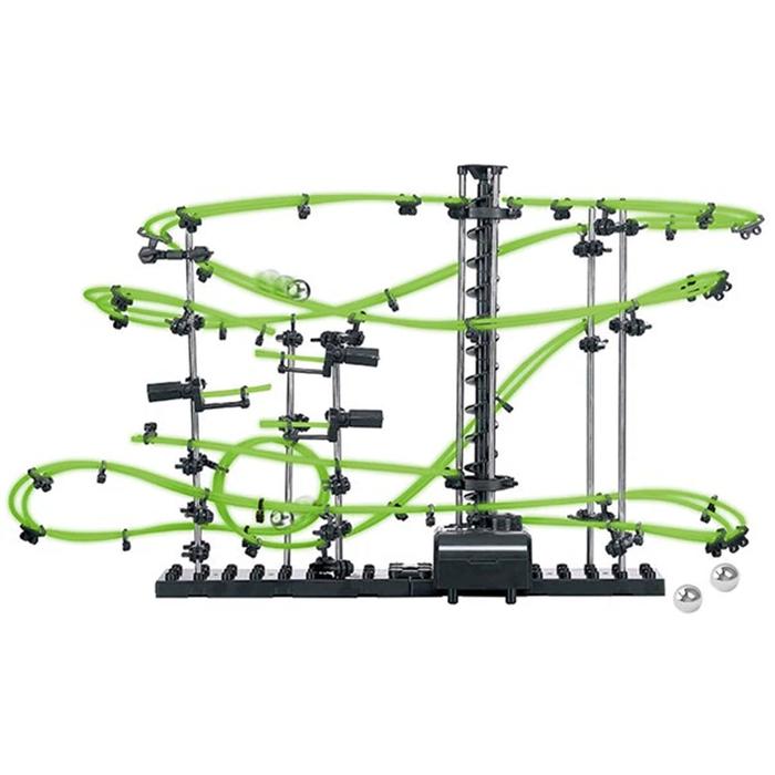 Juego de Circuito Montaña Rusa MXRLF-001-18 193 Pzas 2 Balines Nivel 2 Verde Fosforescente Plástico ABS, MagicRail 2G