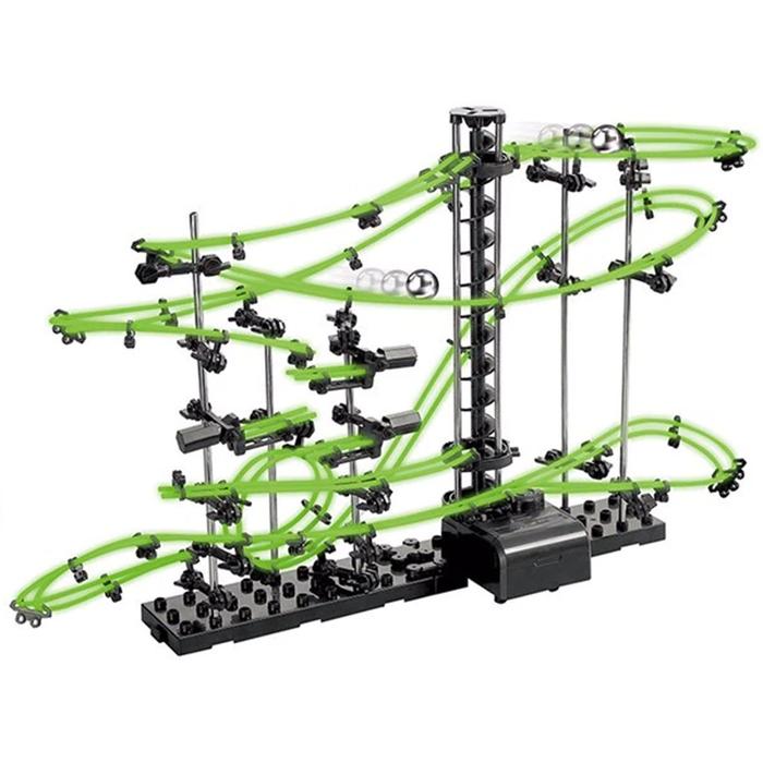 Juego de Circuito Montaña Rusa MXRLF-001-18 193 Pzas 2 Balines Nivel 2 Verde Fosforescente Plástico ABS, MagicRail 2G