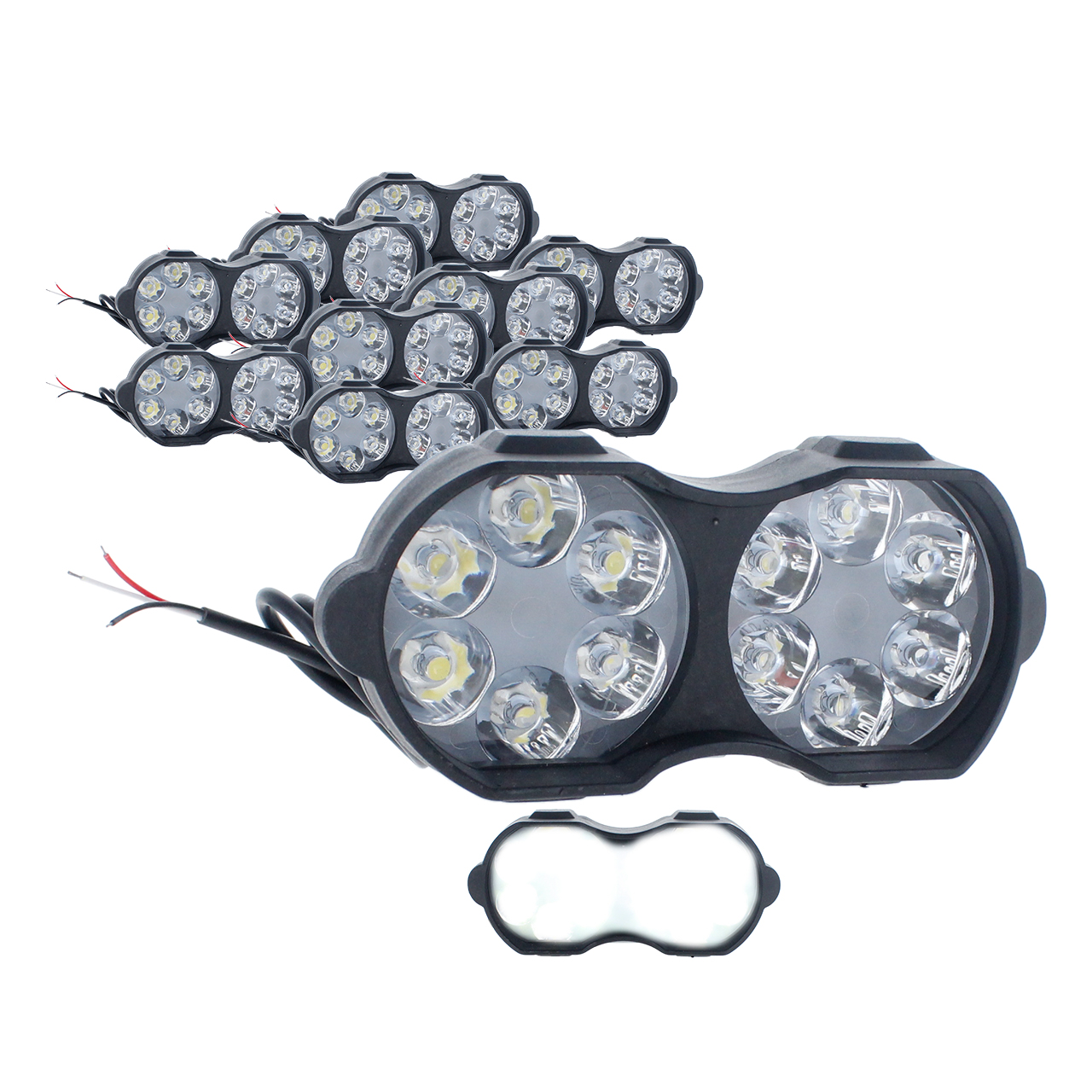 10 Faro Doble 12 Led Gemelos Auxiliar Moto Fija Estrobo 12v