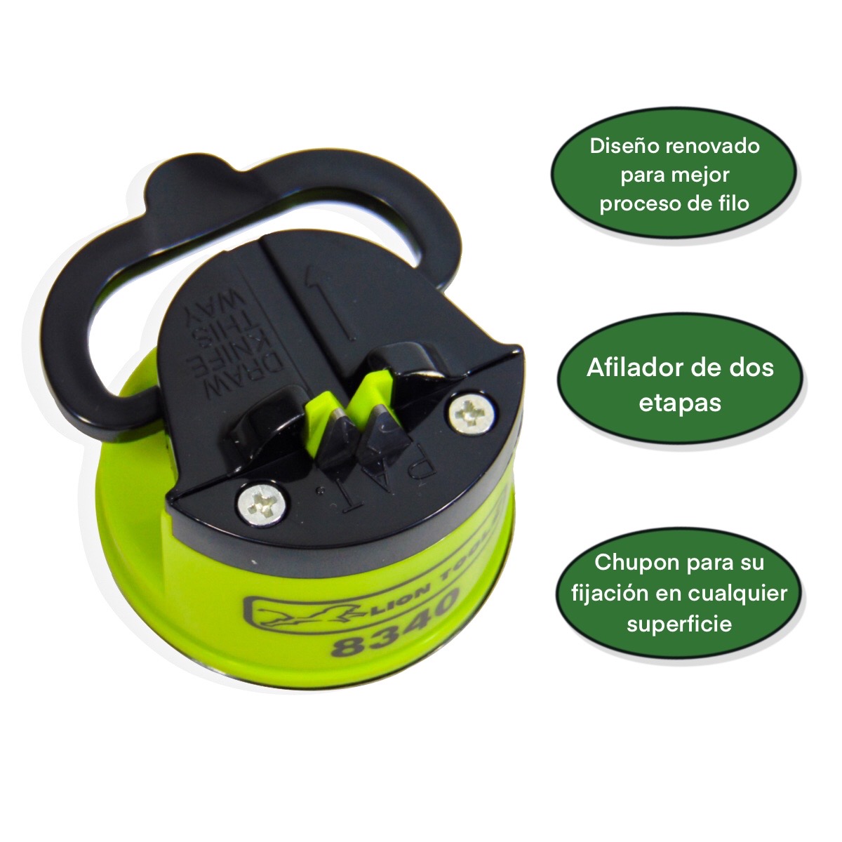 Afilador De Cuchillos Navajas De Cocina 2 Etapas Profesional Chupon Seguridad LionTools