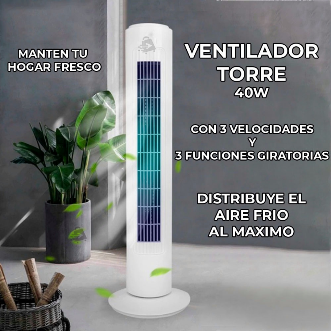 Ventilador De Torre Silencioso Oscilatorio Pedestal Potente 3 Velocidades 73cm