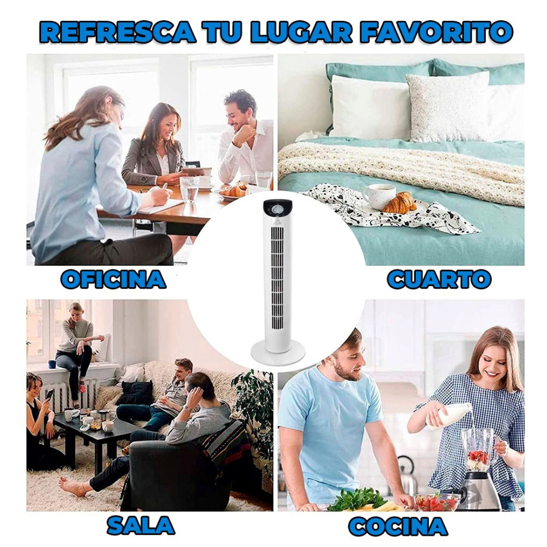Ventilador De Torre Silencioso Oscilatorio Pedestal Potente 3 Velocidades 73cm