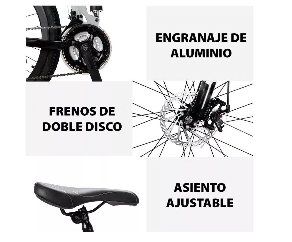 Bicicleta Montaña Plegable Frenos Tipo Shimano 21v Rodada 26