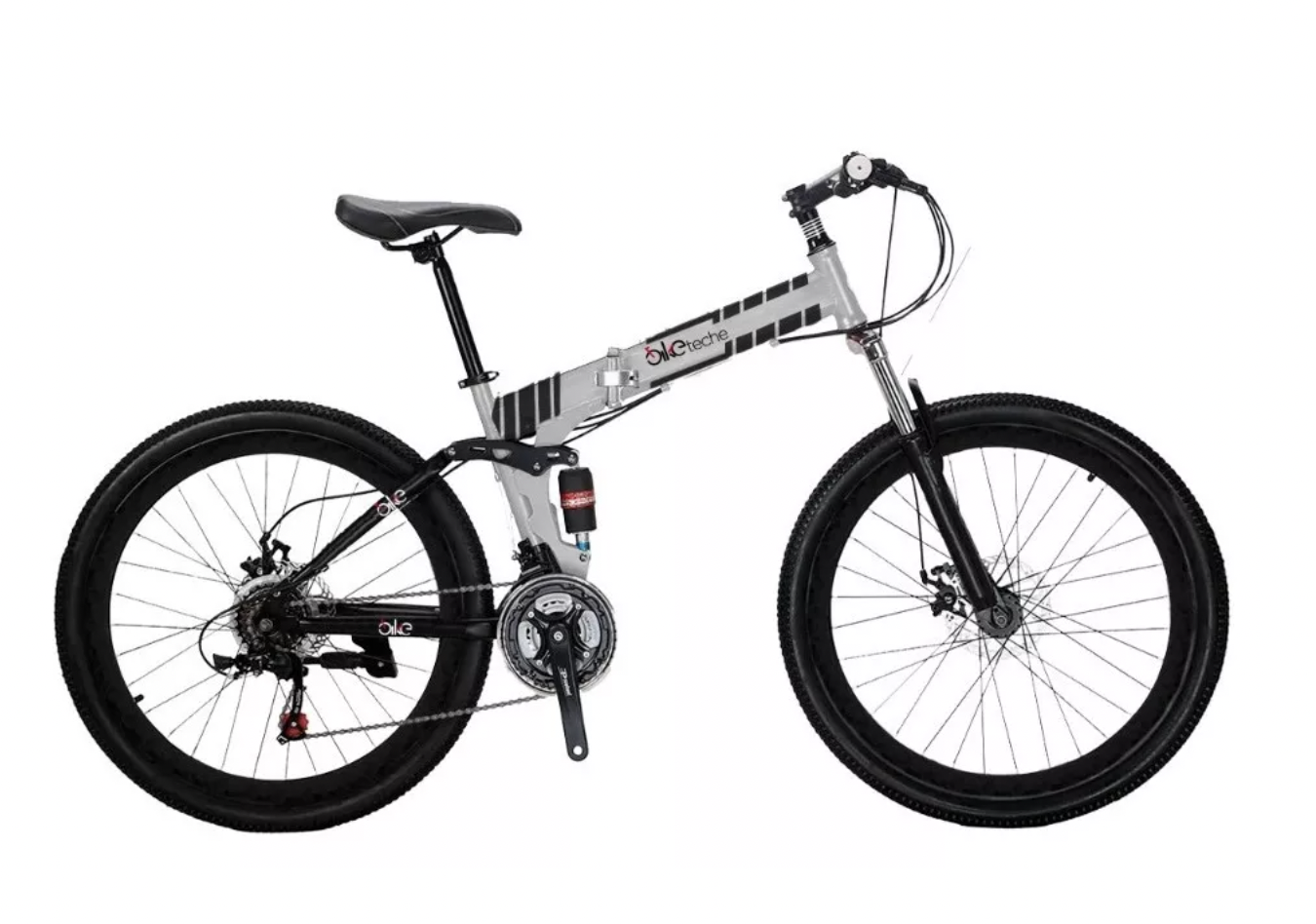 Bicicleta plegable de 26 pulgadas para adultos, bicicleta plegable de 21  velocidades, bicicleta de montaña negra, freno de disco doble, altura