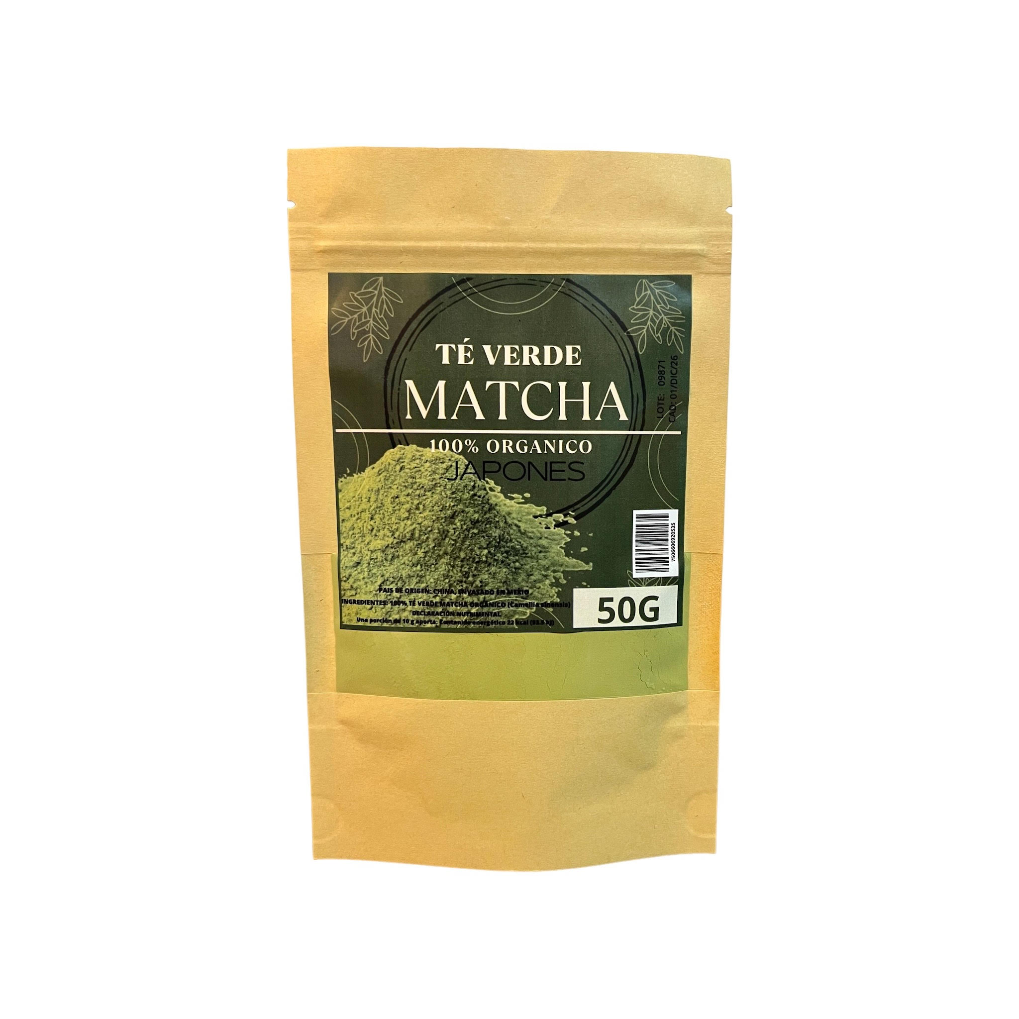 Té Matcha en Polvo Orgánico 50 g | Rinde Hasta 16 Tazas | Alto Aminoácidos Para Postres y Bebidas Hoja Té Verde Pulverizada Manera Tradicional