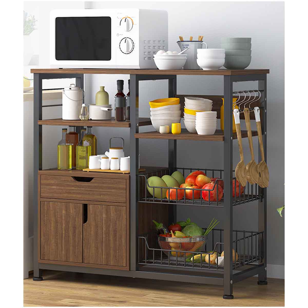 Rack Mueble Multiusos Cajon Repisas Microondas Cocina Hogar